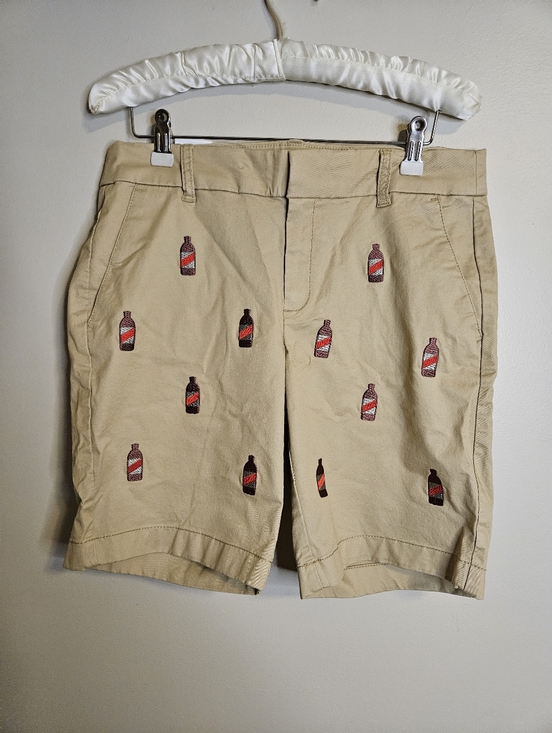 J. Crew Factory Pants - J.Crew Factory 9" Frankie Bermuda Chino Shorts Red Stripe Beer Bottle Critter
